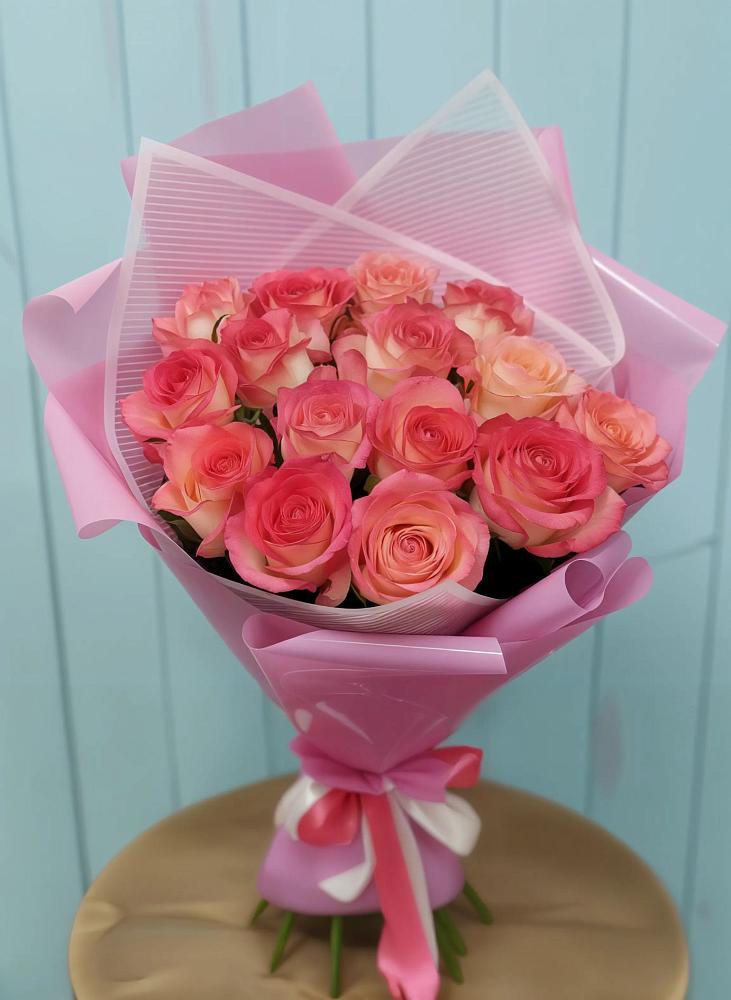 Букет 15 Розовых роз Равель в Поповскую