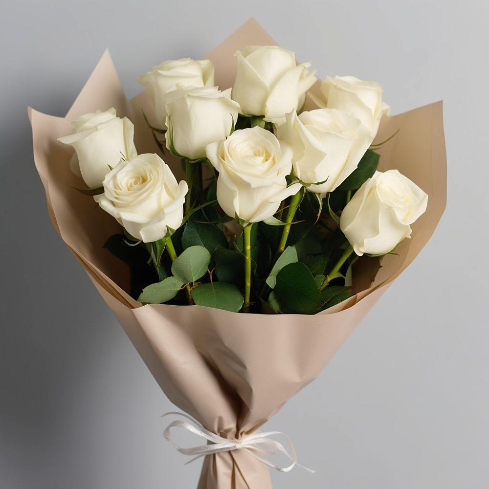 Букет 9 Белых роз Эдлесс Лав в Поповскую