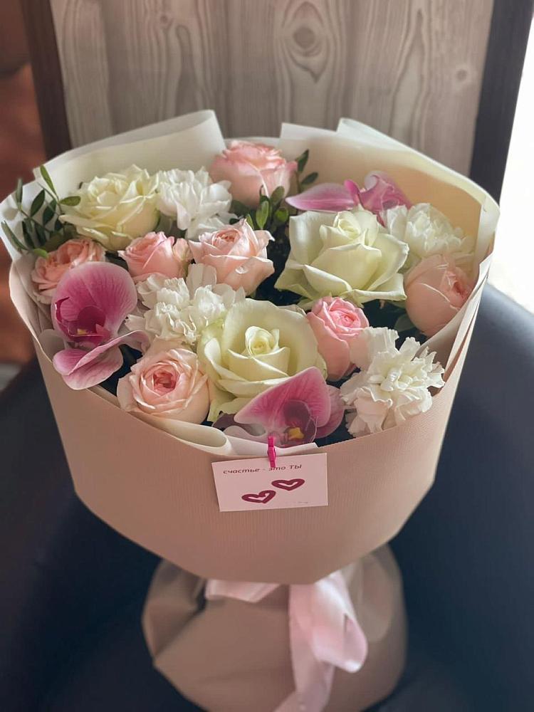 Букет цветов из: Орхидеи, Розы и Гвоздики в Поповскую