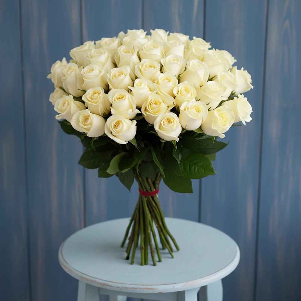 Букет 51 Белая роза Эдлесс Лав в Поповскую