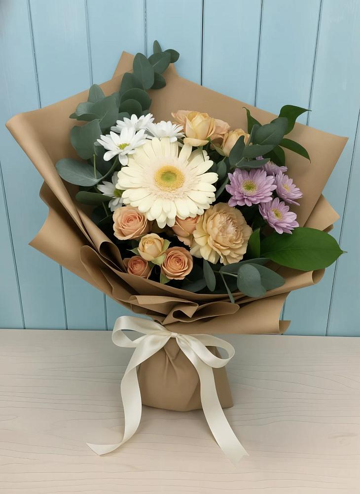 Букет цветов из: Герберы и Хризантемы в Поповскую