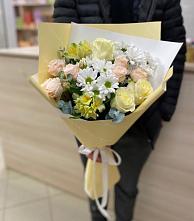 Букет цветов из:  Альстромерии, Розы и Хризантемы в Поповскую