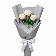 Букет 3 белые розы в Поповскую