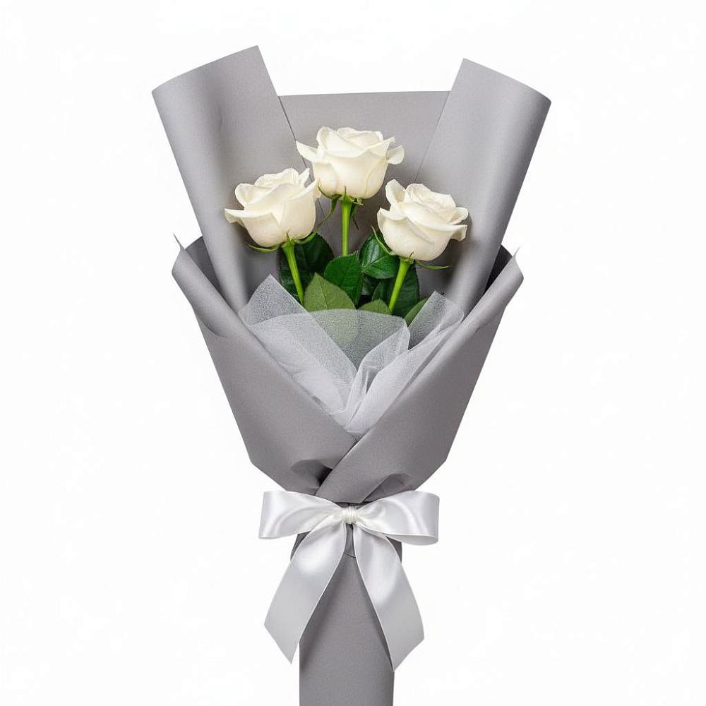 Букет 3 белые розы в Поповскую