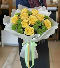 Букет цветов из:  Хризантемы и Розы #REPLACE_PRED# Поповскую