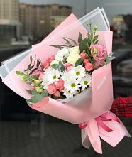 Букет цветов из:  Розы, Лизиантусы и Хризантемы в Поповскую