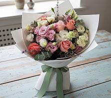 Букет цветов из:  Розы, Лизиантусы и Гвоздики #REPLACE_PRED# Поповскую