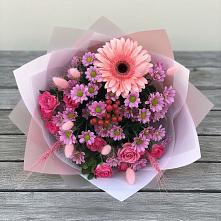 Букет цветов из:  Розы, Герберы и Хризантемы #REPLACE_PRED# Поповскую