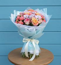 Букет цветов из:  Хризантемы и Розы в Поповскую
